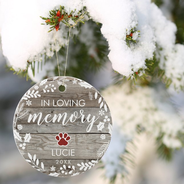 Ornamento De Cerâmica Rústico Lembrança Amorosa PET Memorial Foto (Rustic In Loving Memory PET Memorial Photo Ceramic Ornament)