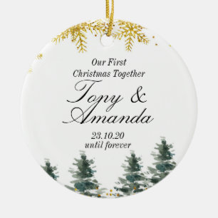 Ornamento De Cerâmica Rústico nosso primeiro Natal Ornament junto