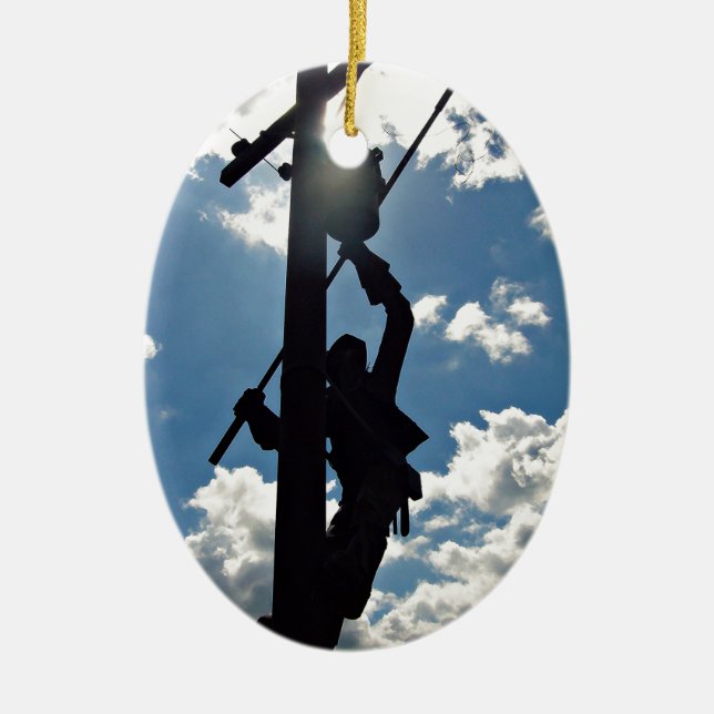 Ornamento De Cerâmica Rusty the Lineman (Frente)