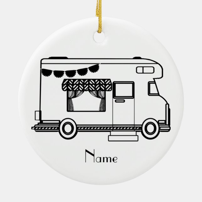 Ornamento De Cerâmica RV Camper Caravan Thunder_Cove (Traseira)