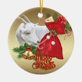 Ornamento De Cerâmica Saanen Christmas Goat with Holiday Spirit