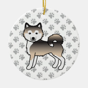 Ornamento De Cerâmica Sable Alaskan Malamute Cute Cartoon Dog