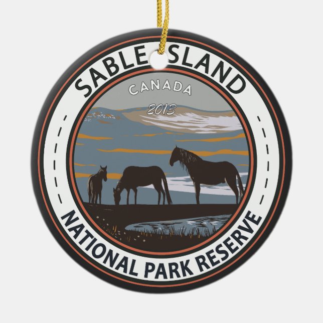 Ornamento De Cerâmica Sable Island National Park Reserve Canada Crachá (Frente)