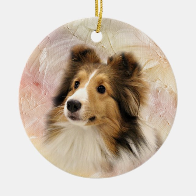 Ornamento De Cerâmica Sable Shetland Sheepdog (Frente)
