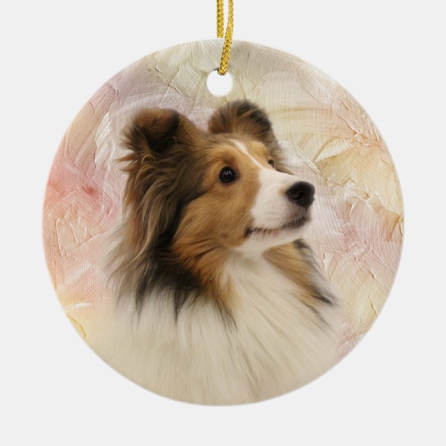 Ornamento De Cerâmica Sable Shetland Sheepdog (Frente)