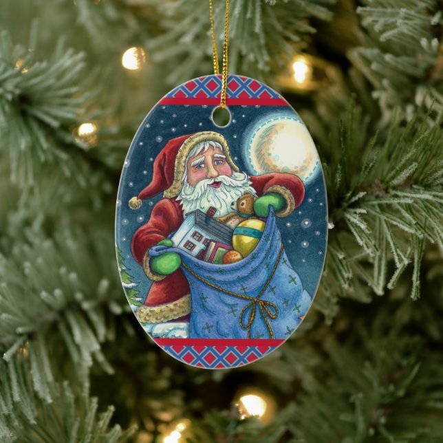 ORNAMENTO DE CERÂMICA SACO DE BRINQUEDOS DE PAPAIS NOEIS DE ROTULAGEM, C (Árvore)