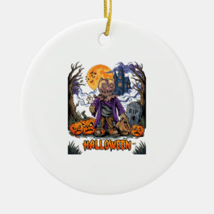 Ornamento De Cerâmica Saco de Doces Espantalho de Halloween Abóboras Cas