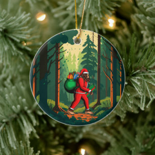 Ornamento De Cerâmica Saco de Presentes do Papai Noel Bigfoot