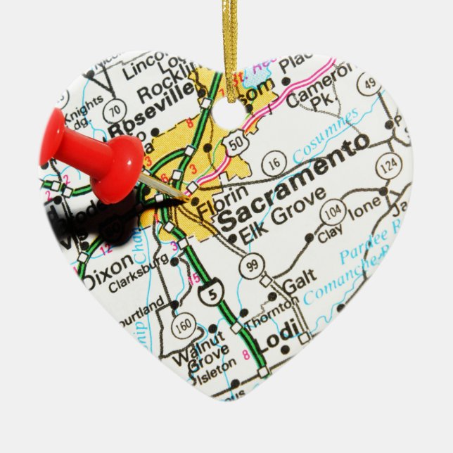 Ornamento De Cerâmica Sacramento, Califórnia (Frente)
