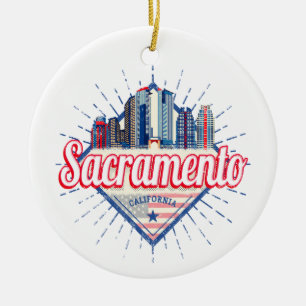 Ornamento De Cerâmica Sacramento California EUA Skyline EUA