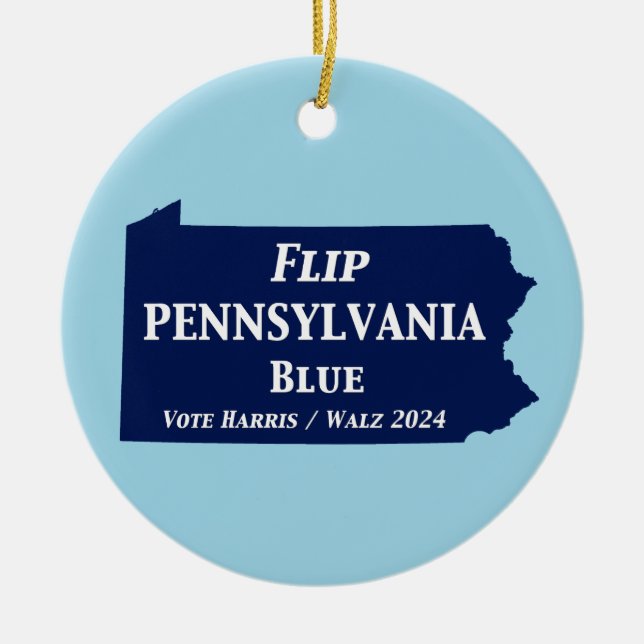 Ornamento De Cerâmica Sacudir da Pensilvânia Blue em 2024 (Frente)