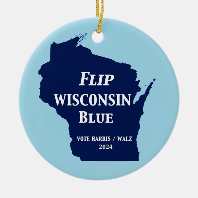 Ornamento De Cerâmica Sacudir Wisconsin Blue em 2024 (Frente)
