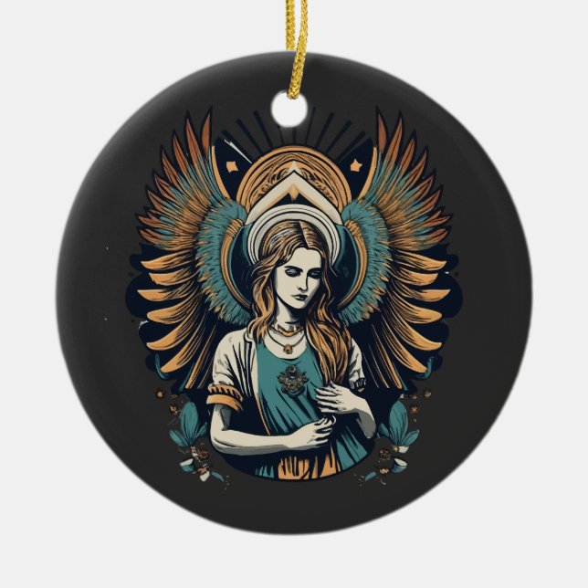 Ornamento De Cerâmica Sad Angel no céu (Frente)