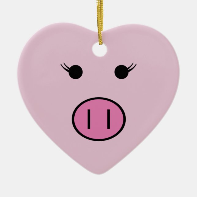 Ornamento De Cerâmica Sadie The Pink Pig ~ Cute Kawaii (Frente)