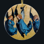 Ornamento De Cerâmica Safira do azul de TRÊS ANJOS<br><div class="desc">O design elegante,  artístico e clássico rielaborated de uma pintura do renascimento.</div>