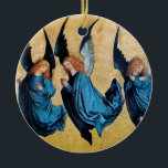 Ornamento De Cerâmica Safira do azul de TRÊS ANJOS<br><div class="desc">O design elegante,  artístico e clássico rielaborated de uma pintura do renascimento.</div>