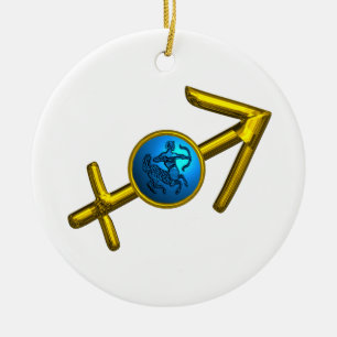 Ornamento De Cerâmica SAGITTARIUS ZODIAC ANIVERSÁRIO JEWEL Blue Turquoi