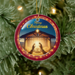 Ornamento De Cerâmica Sagrada Família Cena de Natal Presépio Feliz Natal
