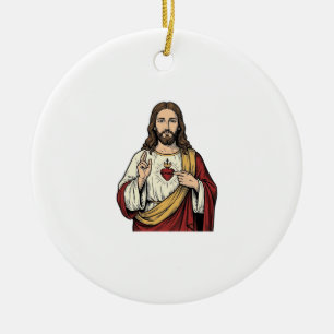 Ornamento De Cerâmica Sagrado Coração Jesus Arte Vetorial de Gravura Ant