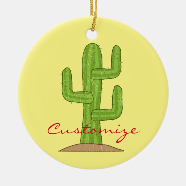 Ornamento De Cerâmica Saguaro Cactus Thunder_Cove (Frente)