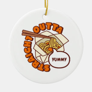 Ornamento De Cerâmica Sai direto do delicioso macarrão instantâneo