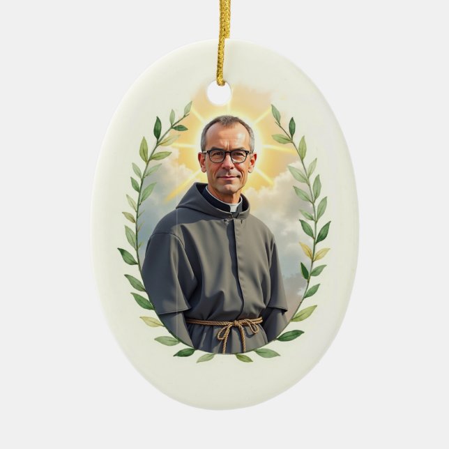 Ornamento De Cerâmica Saint Maximilian Kolbe God's Peace and Blessing (Frente)