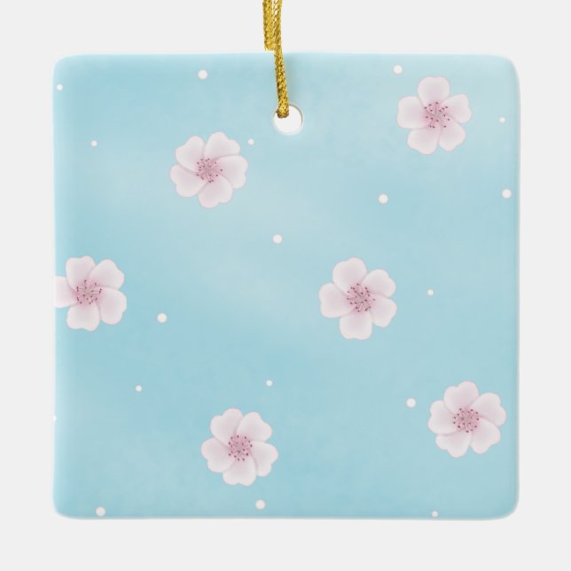 Ornamento De Cerâmica Sakura Blossom Japonês Primavera Floral (Frente)