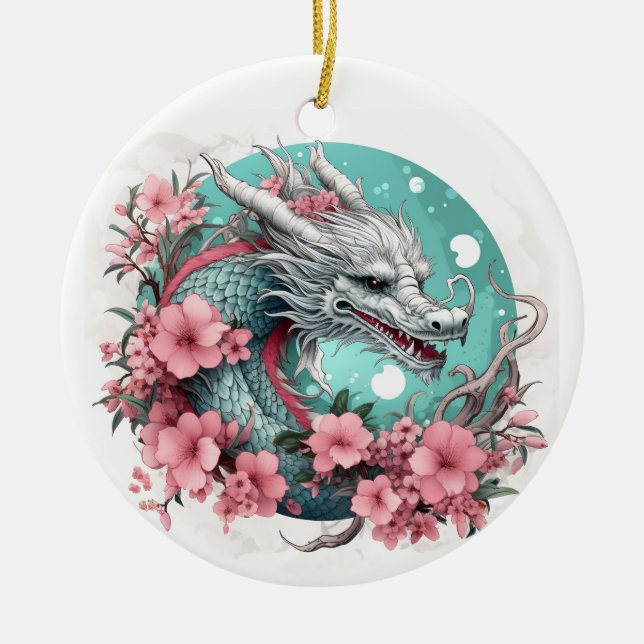 Ornamento De Cerâmica Sakura Dragon (Frente)