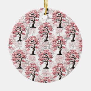 Ornamento De Cerâmica Sakura Pink Chersom Tree Design