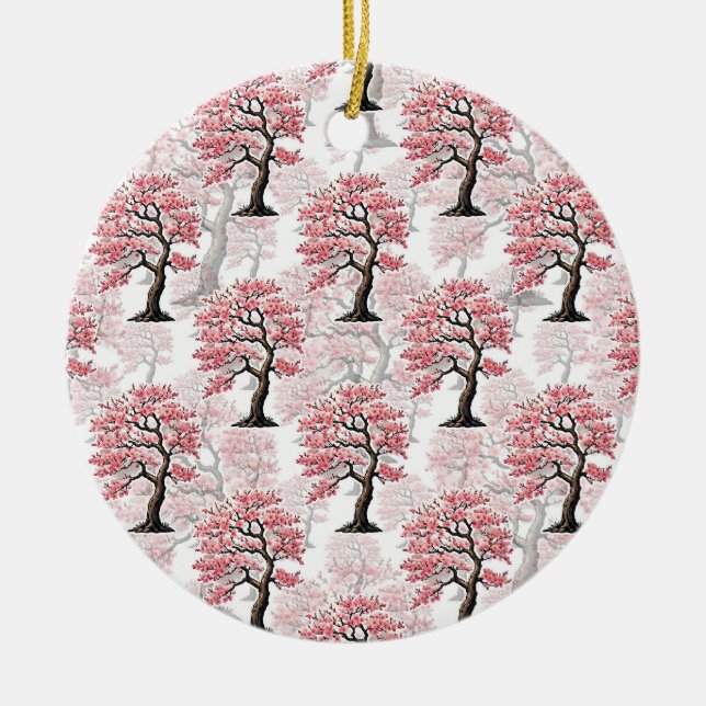 Ornamento De Cerâmica Sakura Pink Chersom Tree Design (Frente)