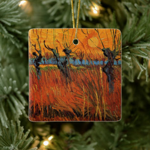 Ornamento De Cerâmica Salgueiros ao Pôr-do-Sol por Vincent van Gogh