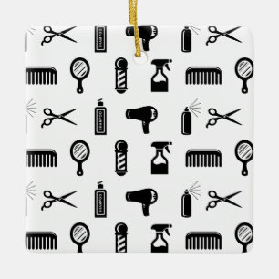 Ornamento De Cerâmica Salon & Barber Hairdresser Pattern CUSTOM COLOR