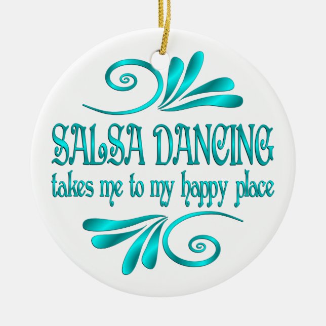 Ornamento De Cerâmica Salsa Dancing Happy Place (Frente)