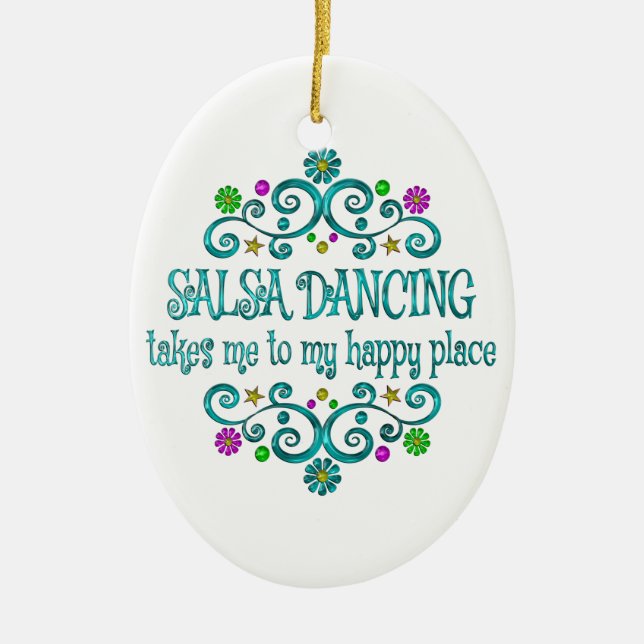 Ornamento De Cerâmica Salsa Dancing Happy Place (Frente)