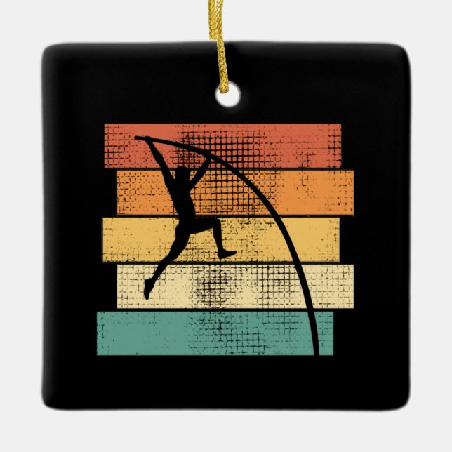 Ornamento De Cerâmica Salto com Vara Retro  (Frente)