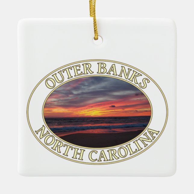 Ornamento De Cerâmica Salto sobre o oceano, Gatinho Hawk, Outer Banks NC (Frente)