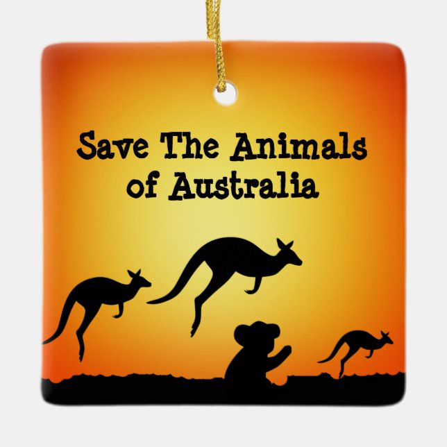 Ornamento De Cerâmica Salvar os animais da Austrália (Frente)