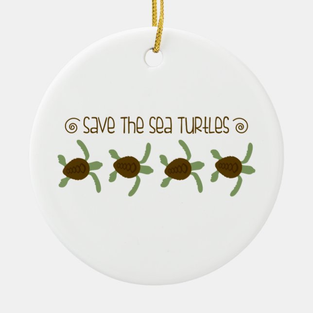 Ornamento De Cerâmica Salvar tartarugas de mar (Frente)
