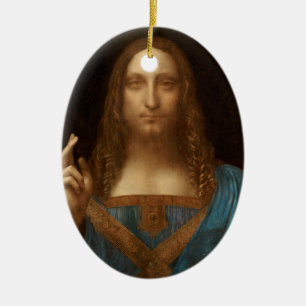 Ornamento De Cerâmica Salvator Mundi (por Leonardo da Vinci)