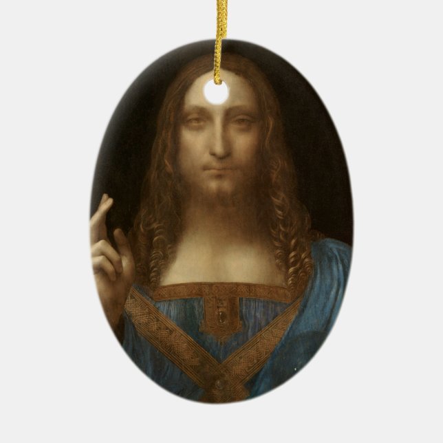 Ornamento De Cerâmica Salvator Mundi (Salvador do Mundo) (da Vinci) (Frente)