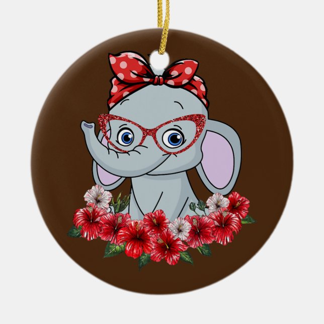 Ornamento De Cerâmica Salve A Elefante Mãe Arco Vermelha (Frente)