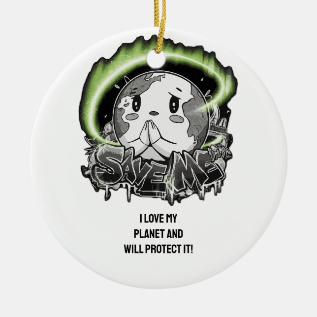 Ornamento De Cerâmica Salve-Me Vestir A Sua Mensagem, Inspire Mudança!" (Frente)