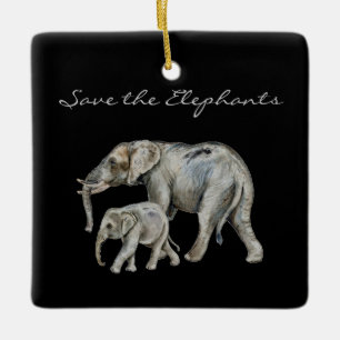 Ornamento De Cerâmica Salve os Elefantes Belos Animais África Script