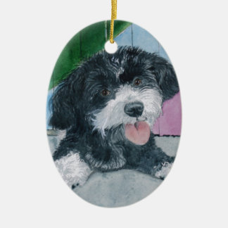 Ornamento De Cerâmica Sammy o filhote de cachorro da Parti-Caniche