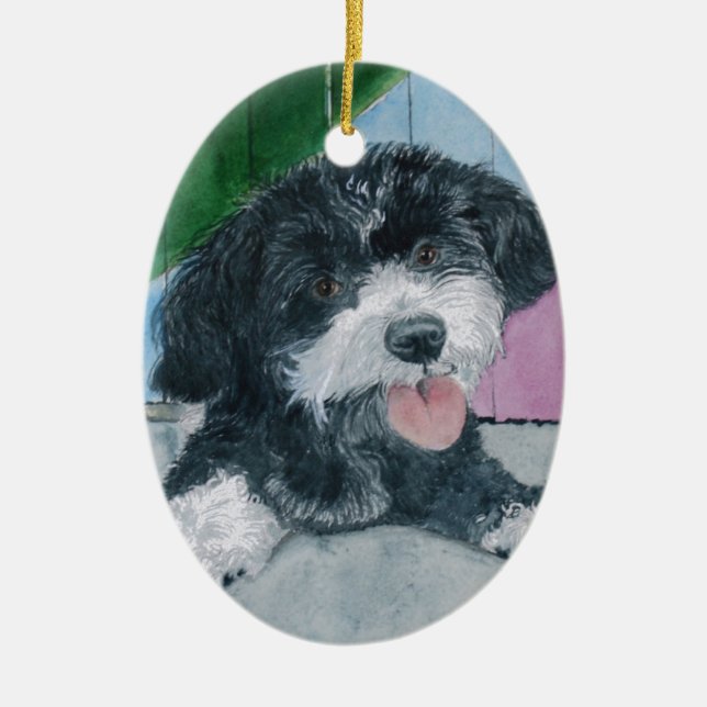 Ornamento De Cerâmica Sammy o filhote de cachorro da Parti-Caniche (Frente)