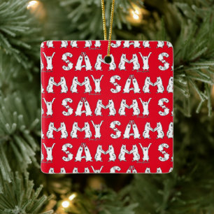 Ornamento De Cerâmica Sammy Ortografou em Letras Samoyed