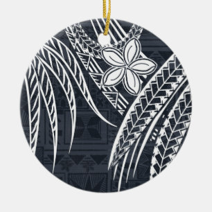 Ornamento De Cerâmica Samoano - Havaiano - Designs Tapa Polinésios