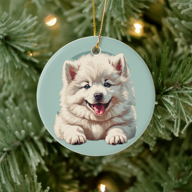 Ornamento De Cerâmica Samoyed Ornament (Árvore)