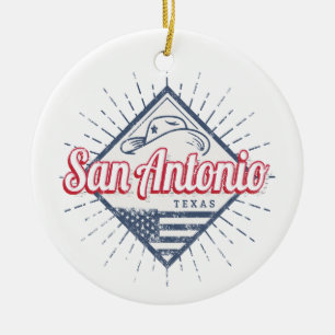 Ornamento De Cerâmica San Antonio City Texas Estados Unidos Vintage EUA