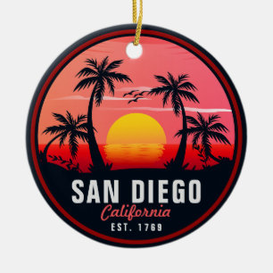 Ornamento De Cerâmica San Diego California Retro Sunset Souvenirs 60s